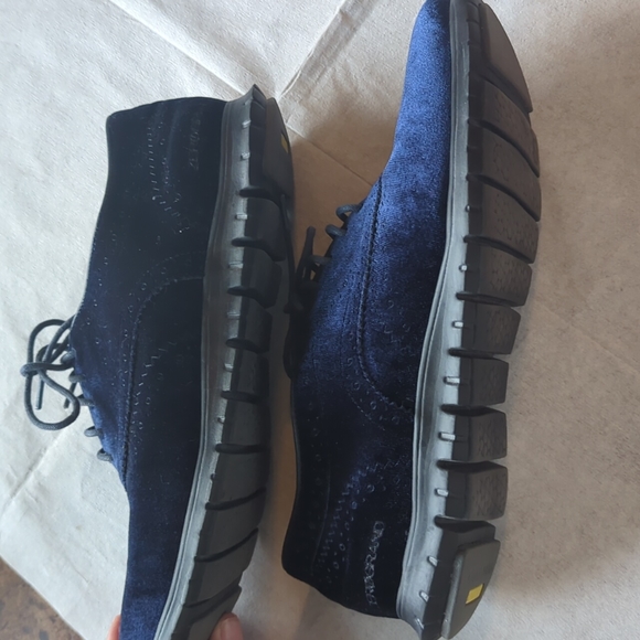 Cole Haan ZeroGrand Wingtip Oxford Shoes Blue Velvet 7.5B - Picture 5 of 7